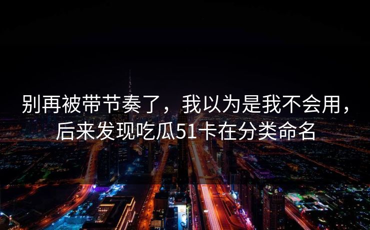 别再被带节奏了，我以为是我不会用，后来发现吃瓜51卡在分类命名