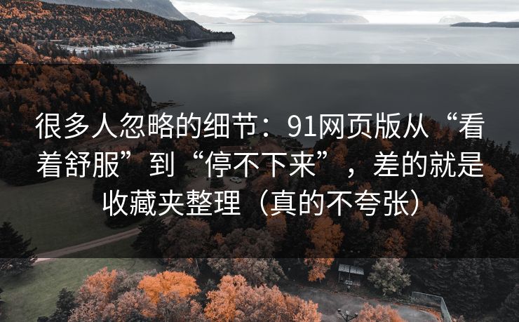 很多人忽略的细节：91网页版从“看着舒服”到“停不下来”，差的就是收藏夹整理（真的不夸张）