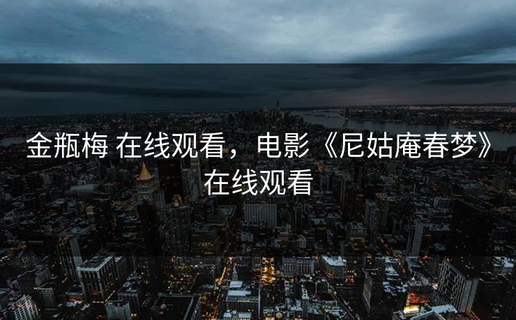 金瓶梅 在线观看，电影《尼姑庵春梦》在线观看